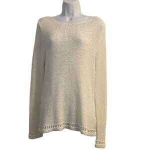 Chadwicks Cream Boat Neck‎ Long Sleeve Knit Sweater M